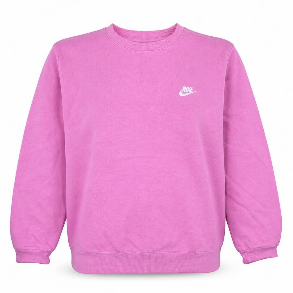Front view of Nike Women's Pink Crew Neck Pullover Sweatshirt, size M