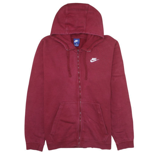 Nike Mens Red Full Zip Hoodie Size L Fleece Sweatshirt