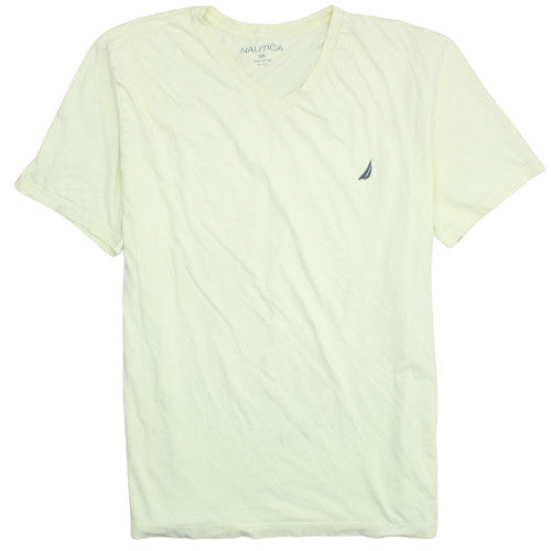 Nautica Men's Beige V-Neck Cotton T-Shirt 2XL Nautical Style
