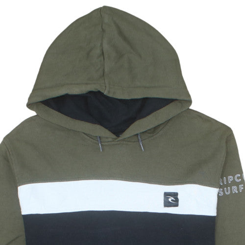 Rip Curl Boys Khaki Black Pullover Hoodie Size 16 Cotton Blend Surf Style