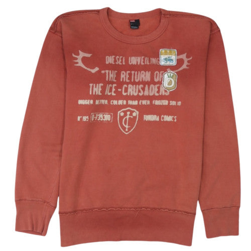 Diesel Men's Brown Graphic Print Crew Neck Sweatshirt Size L