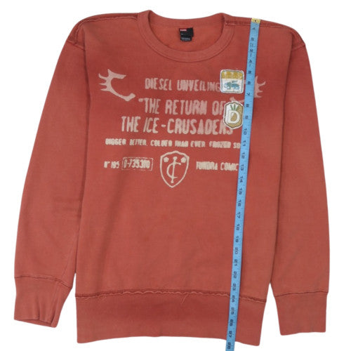 Diesel Men's Brown Graphic Print Crew Neck Sweatshirt Size L