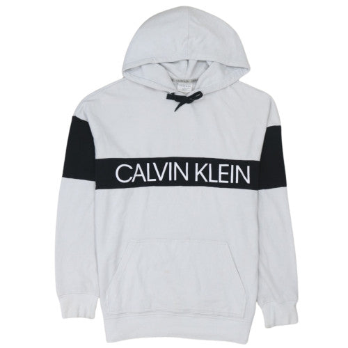 Calvin Klein Men's White Pullover Hoodie Medium Logo Design