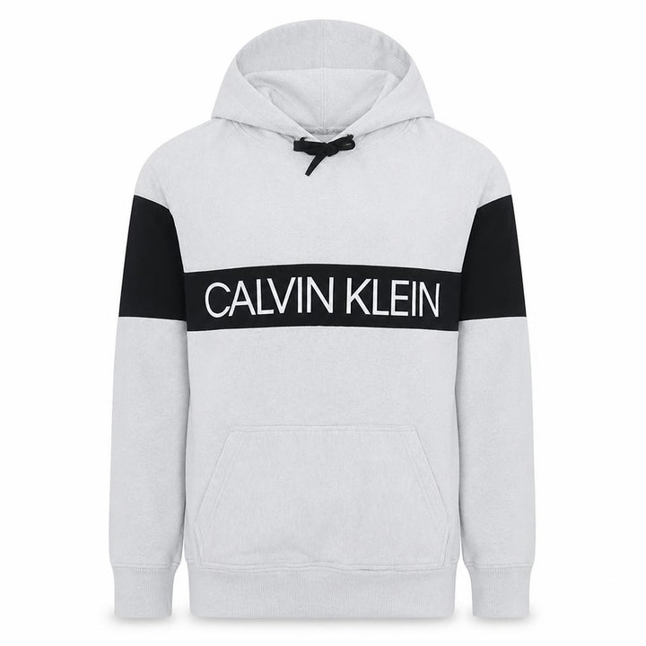 Calvin Klein Men's White Pullover Hoodie Medium Logo Design