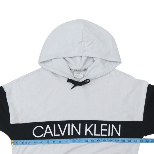 Calvin Klein Men's White Pullover Hoodie Medium Logo Design