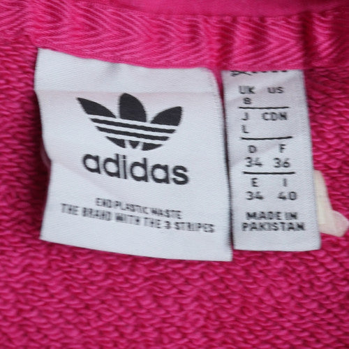 Adidas Womens Pink Pullover Hoodie Size 8 Lined Casual Sweatshirt