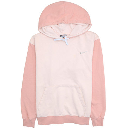Nike Women Pink & Beige Pullover Hoodie Size L Cotton Sweatshirt