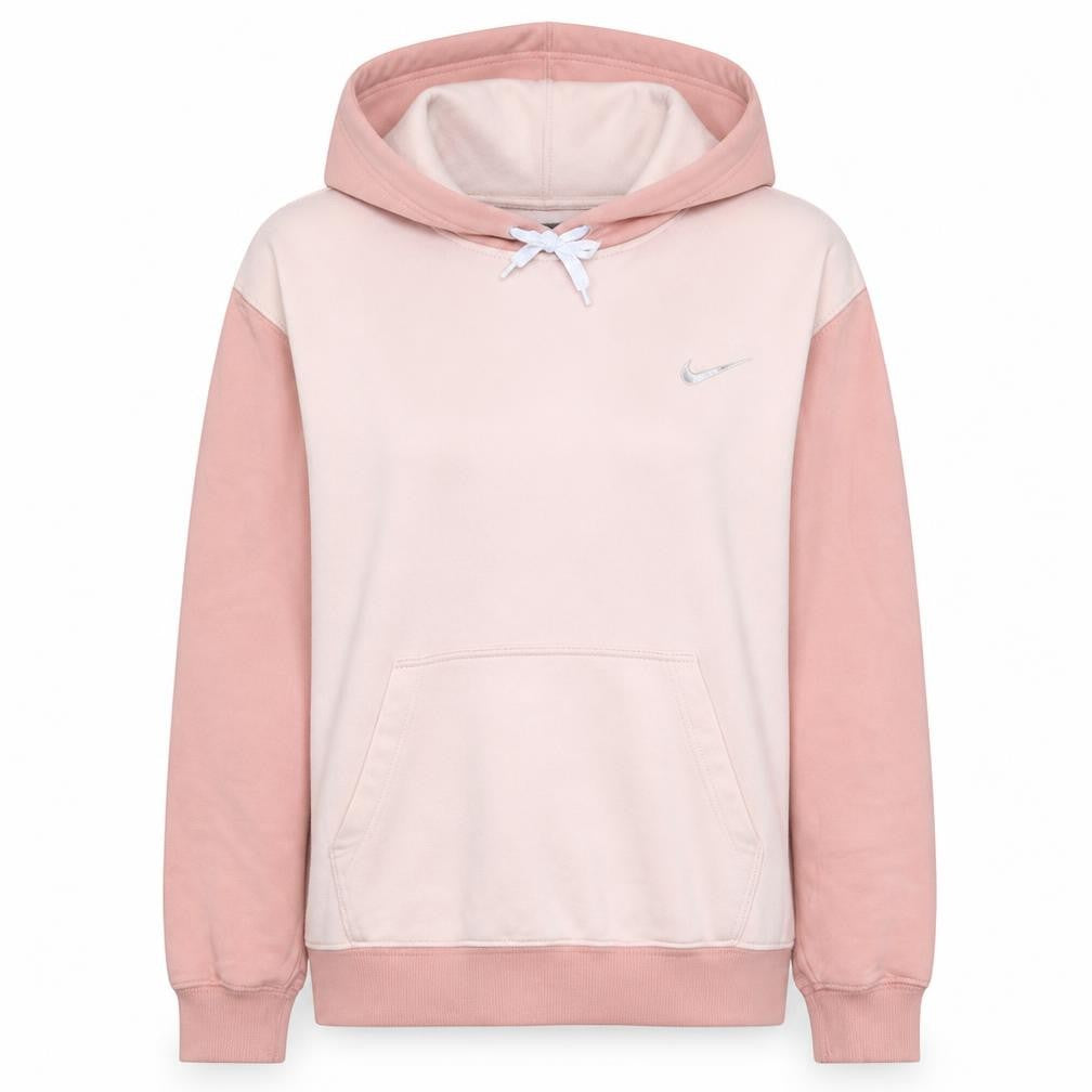 Front view of Nike Women Pink & Beige Pullover Hoodie, size L, Cotton Sweatshirt