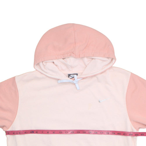 Nike Women Pink & Beige Pullover Hoodie Size L Cotton Sweatshirt