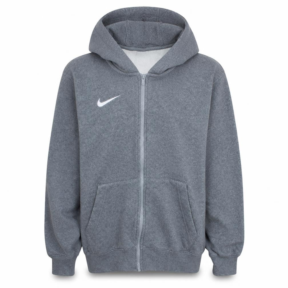 Nike Men's Grey Full Zip Hoodie L Fleece Sports Sweatshirt