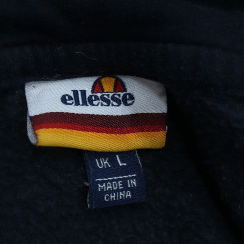 Ellesse Mens Blue Pullover Hoodie Size L Logo Fleece Sweatshirt