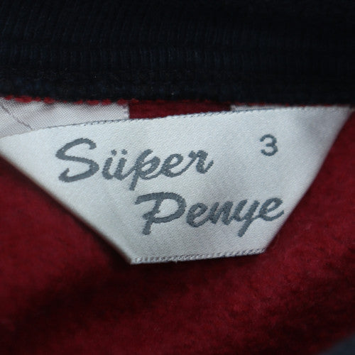 Süper Penye Mens Red Grey Colourblock Logo Sweatshirt M