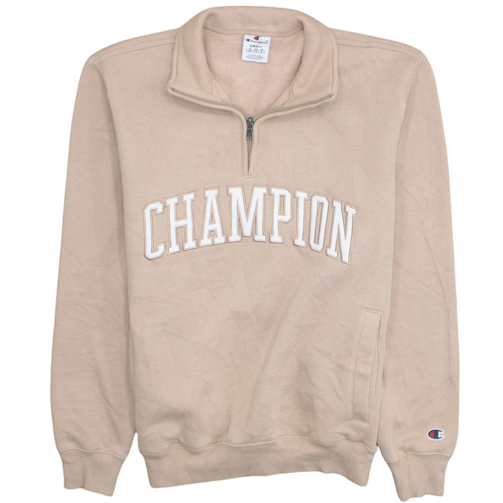 Champion Women Beige Small 1/4 Zip Pullover Sweatshirt Fleece Lined
