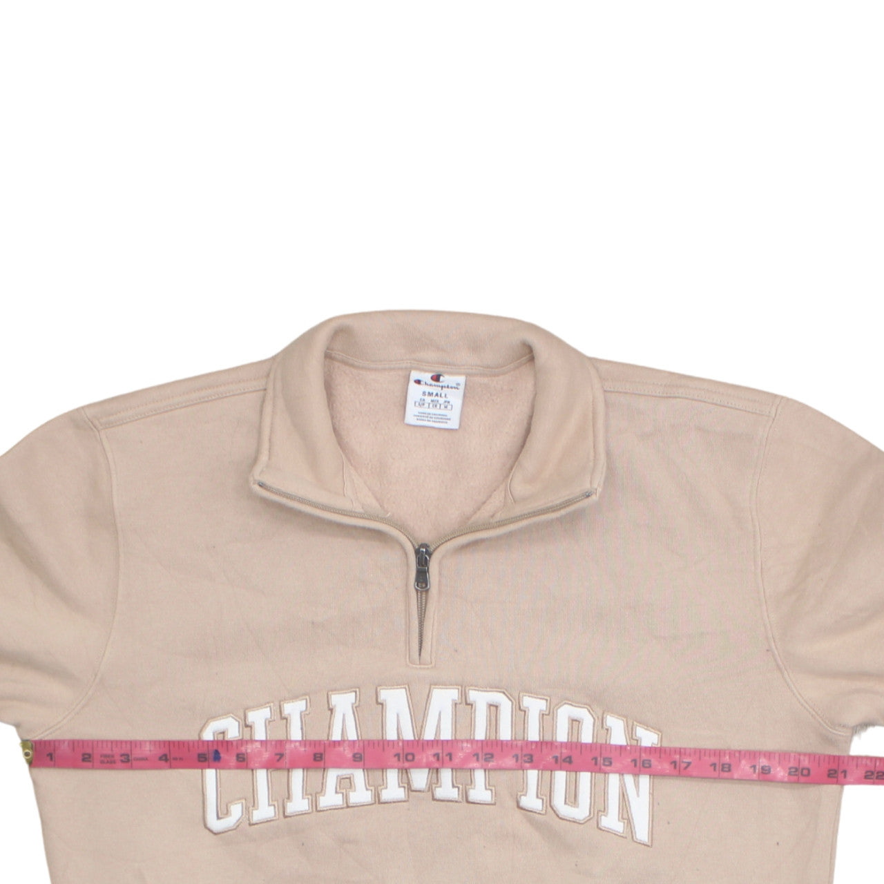 Champion Women Beige Small 1/4 Zip Pullover Sweatshirt Fleece Lined