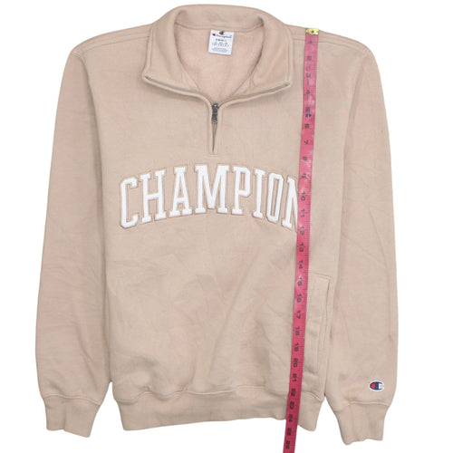 Champion Women Beige Small 1/4 Zip Pullover Sweatshirt Fleece Lined