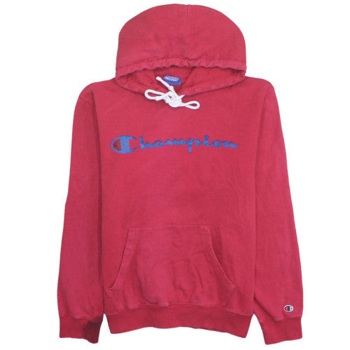 Champion Men's Red Pullover Hoodie Medium Logo Fleece Sweatshirt