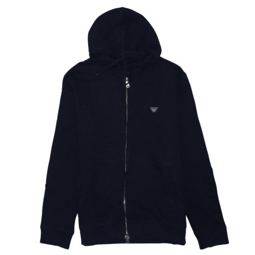 Armani Jeans Men's Black Full Zip Hoodie L Classic Logo Cotton