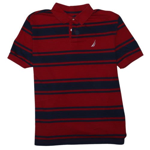 Nautica Men's Red Navy Striped 2XL Cotton Polo Shirt