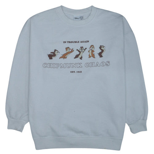 Disney Primark Women Blue Chip 'n' Dale Sweatshirt L Pullover Crew Neck
