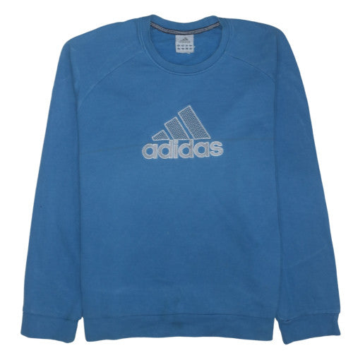 Adidas Men Blue Pullover Sweatshirt L Crew Neck Sports Style