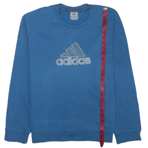 Adidas Men Blue Pullover Sweatshirt L Crew Neck Sports Style