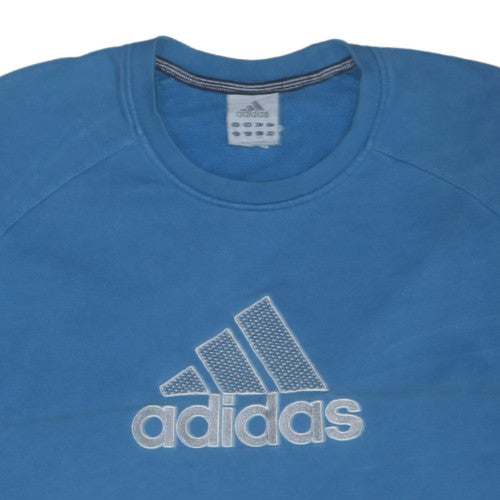 Adidas Men Blue Pullover Sweatshirt L Crew Neck Sports Style