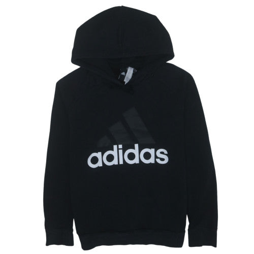 Adidas Womens Black Pullover Hoodie Large Logo Graphic Sweatshirt L