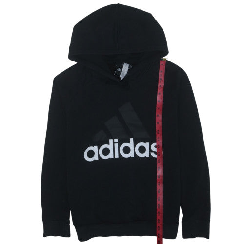 Adidas Womens Black Pullover Hoodie Large Logo Graphic Sweatshirt L