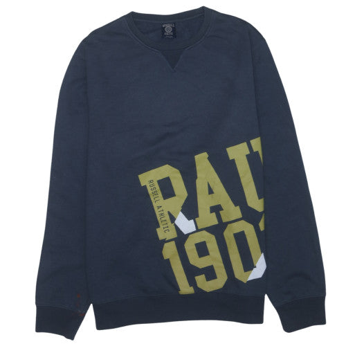 Russell Athletic Men's Blue 2XL Pullover Sweatshirt with Logo Print
