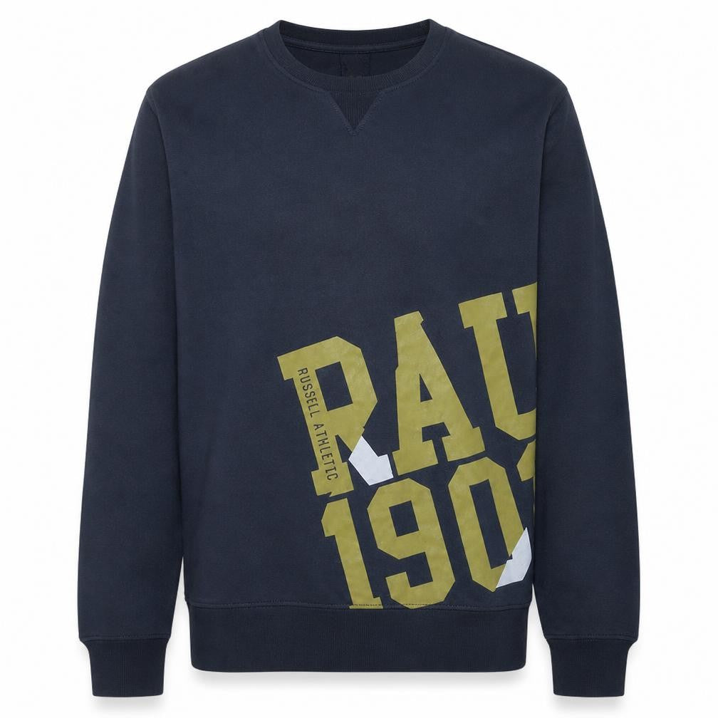 Front view of Russell Athletic Men's Blue 2XL Pullover Sweatshirt with Logo Print