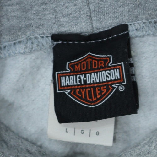 Harley-Davidson Mens Grey Pullover Hoodie L Biker Graphic