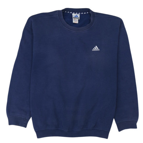 Adidas Men Blue Fleece Pullover Sweatshirt L Sports Vintage
