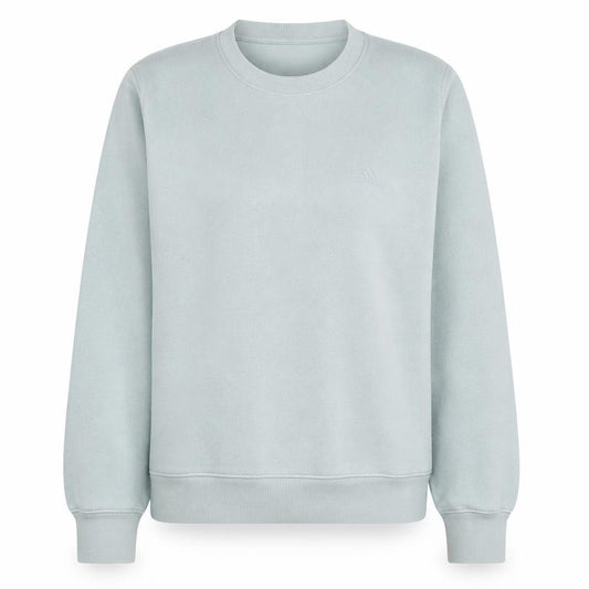 Front view of Adidas Women’s Light Blue Crew Neck Pullover Sweatshirt, size UK 14