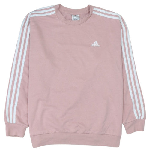 Adidas Women Pink Crew Neck Pullover Sweatshirt M 12-14 Classic Logo