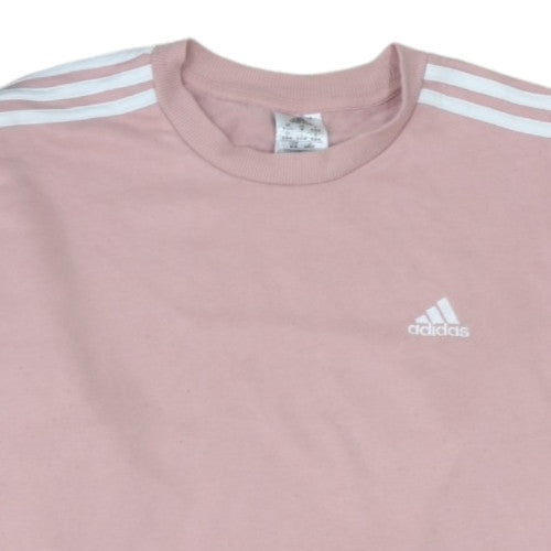 Adidas Women Pink Crew Neck Pullover Sweatshirt M 12-14 Classic Logo