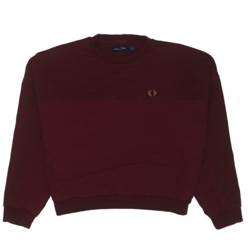 Fred Perry Women's Burgundy Sweatshirt UK 10 Crew Neck Cotton Blend
