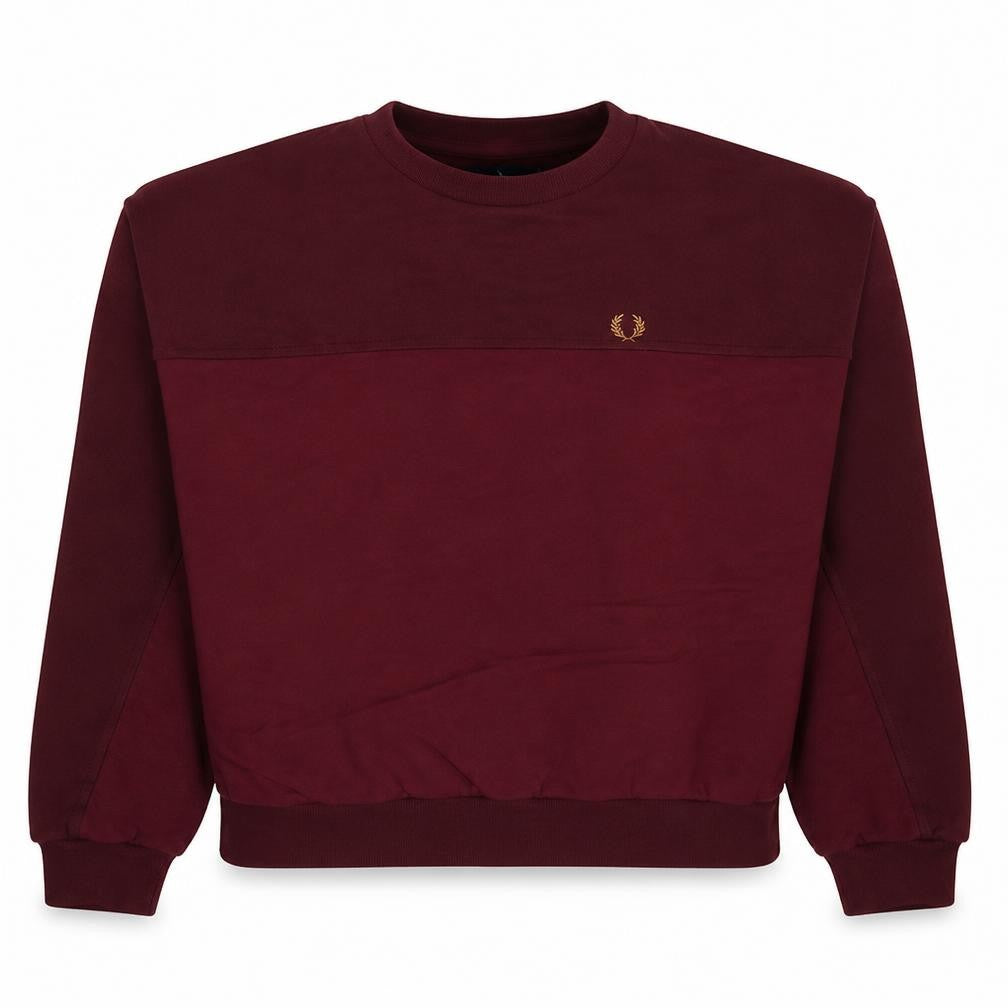 Fred Perry Women's Burgundy Sweatshirt UK 10 Crew Neck Cotton Blend