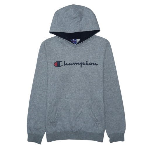 Champion Men's Grey Small Pullover Hoodie with Logo Detail