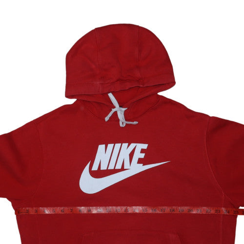 Nike Mens Red Pullover Hoodie Size L Graphic Fleece Sweatshirt