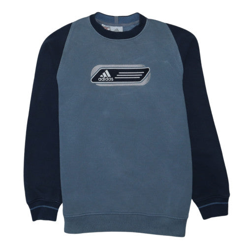 Adidas Mens Blue Fleece Pullover Sweatshirt L Sports Logo Vintage