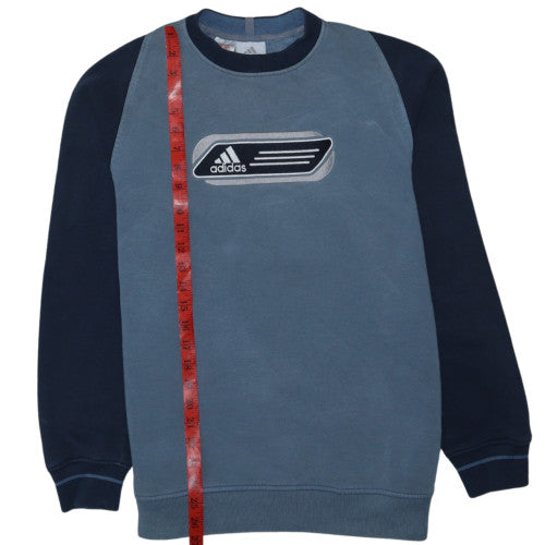 Adidas Mens Blue Fleece Pullover Sweatshirt L Sports Logo Vintage