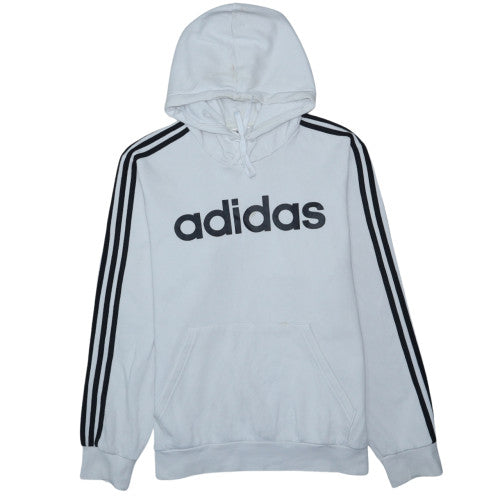 Adidas Men's White Pullover Hoodie L Classic Logo Sports Fleece