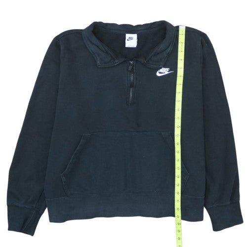 Nike Women Black 1X Pullover Half Zip Sweatshirt with Logo
