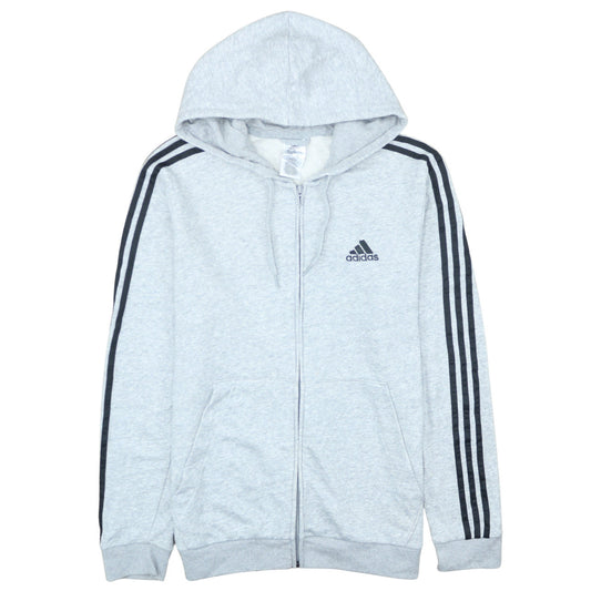 Adidas Men's Grey Full Zip Hoodie Size L Sportswear