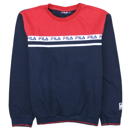 Fila Womens Navy Red Crew Neck Pullover Sweatshirt XL