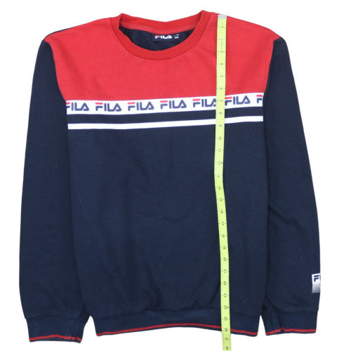 Fila Womens Navy Red Crew Neck Pullover Sweatshirt XL