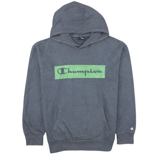 Champion Men's Grey Pullover Hoodie Small Logo Graphic Fleece