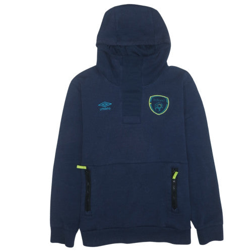 Umbro Men Blue Ireland Pullover Hoodie L Sports Fleece Sweatshirt