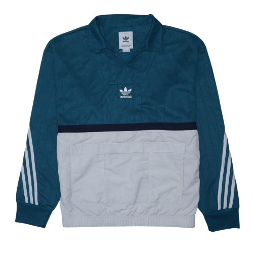 Adidas Men's Blue Collared Pullover Sweatshirt M Retro Sports Style