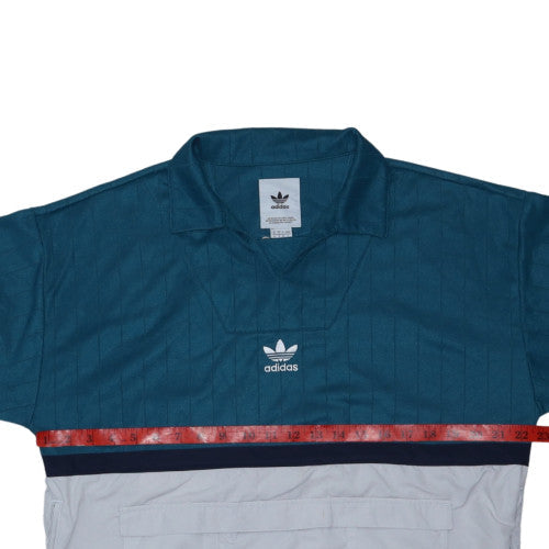 Adidas Men's Blue Collared Pullover Sweatshirt M Retro Sports Style